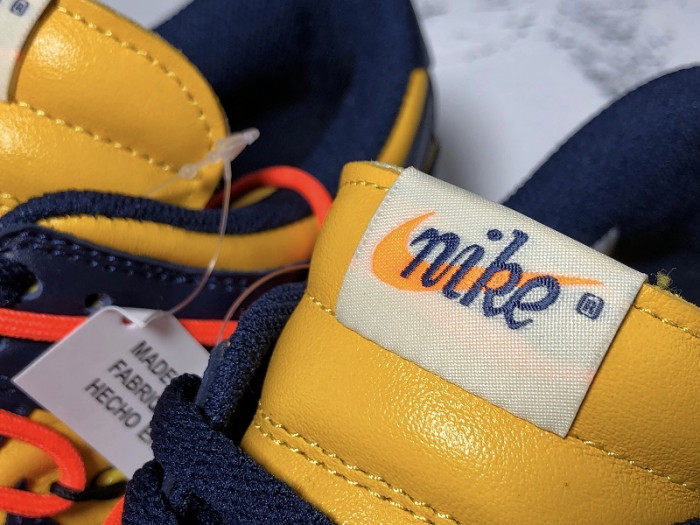 off white nike dunk low university gold midnight navy ct0856-700