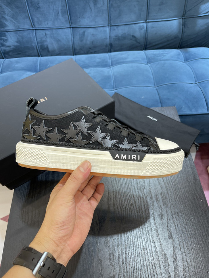 amiri* appliquéd leather and canvas sneakers